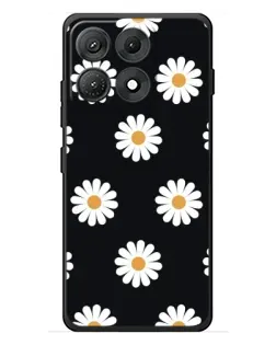 Чехол для Motorola Edge 70 Max с картинкой «Ромашки на черном»