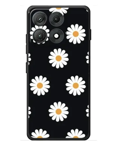 Чехол для Motorola Edge 70 Max с картинкой «Ромашки на черном»