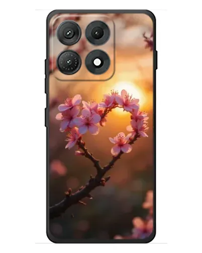 Чехол для Motorola Edge 70 Max с картинкой «Розовый цвет сердце на фоне заката»