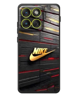 Чехол для Motorola Edge 70 с картинкой «Золотой Nike на металле»
