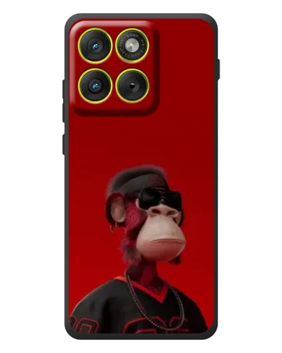 Чехол для Motorola Edge 70 с картинкой «Bored Ape в красном»
