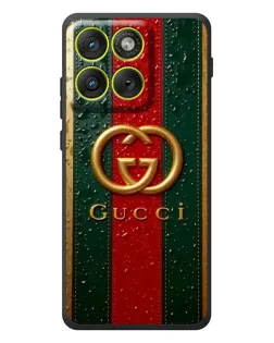 Чехол для Motorola Edge 70 с картинкой «Gucci — фирменная полоса и золото»