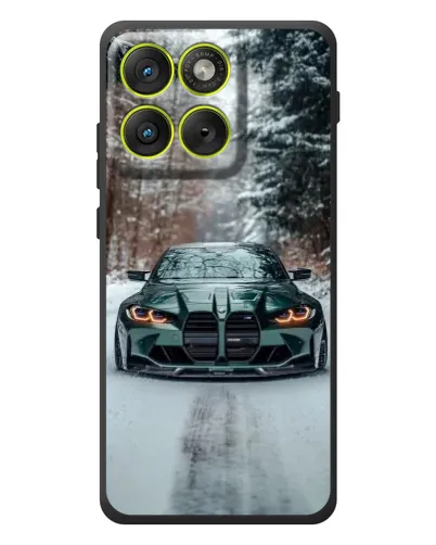 Чехол для Motorola Edge 70 с картинкой «BMW в зимнем лесу»