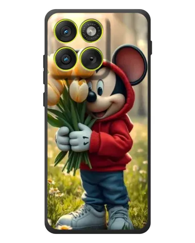 Чехол для Motorola Edge 70 с картинкой «Микки с тюльпанами»