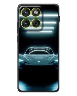 Чехол для Motorola Edge 70 с картинкой «Tesla в неоне»