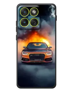 Чехол для Motorola Edge 70 с картинкой «Audi в огненном дыму»