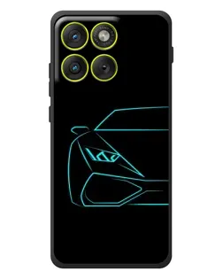 Чехол для Motorola Edge 70 с картинкой «Голубой силуэт Lamborghini»