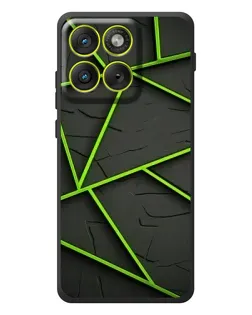 Чехол для Motorola Edge 70 с картинкой «Зеленые геометрические линии»