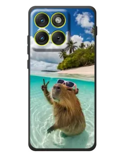 Чехол для Motorola Edge 70 с картинкой «Капибара на море»