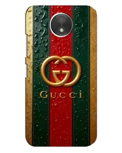 Чехол для Motorola Moto C (XT1750) с картинкой «Gucci — фирменная полоса и золото»
