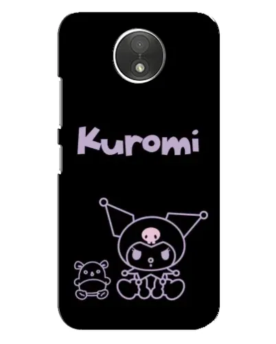 Чехол для Motorola Moto C (XT1750) с картинкой «Kuromi — черный минимализм»