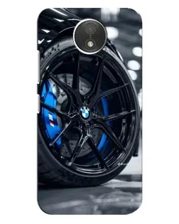 Чехол для Motorola Moto C (XT1750) с картинкой «Колесо BMW вблизи»