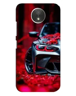Чехол для Motorola Moto C (XT1750) с картинкой «Спортивная BMW и цветы»