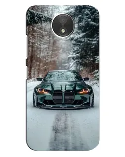 Чехол для Motorola Moto C (XT1750) с картинкой «BMW в зимнем лесу»
