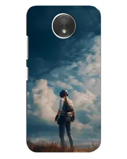 Чехол для Motorola Moto C (XT1750) с картинкой «Герой PUBG на скале»