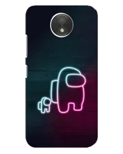 Чехол для Motorola Moto C (XT1750) с картинкой «Among Us неон-арт»