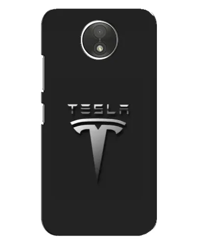 Чехол для Motorola Moto C (XT1750) с картинкой «Стальной логотип Tesla»
