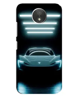 Чехол для Motorola Moto C (XT1750) с картинкой «Tesla в неоне»
