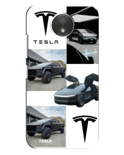 Чехол для Motorola Moto C (XT1750) с картинкой «Коллаж Cybertruck Tesla»