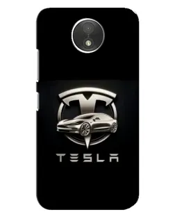 Чехол для Motorola Moto C (XT1750) с картинкой «Tesla — серебристое авто»