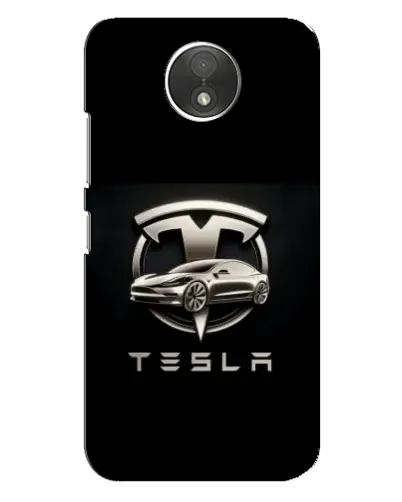 Чехол для Motorola Moto C (XT1750) с картинкой «Tesla — серебристое авто»