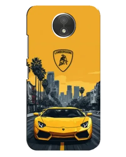 Чехол для Motorola Moto C (XT1750) с картинкой «Желтый Lamborghini город»