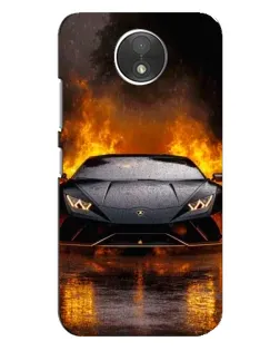 Чехол для Motorola Moto C (XT1750) с картинкой «Lamborghini в огне»