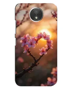 Чехол для Motorola Moto C (XT1750) с картинкой «Розовый цвет сердце на фоне заката»