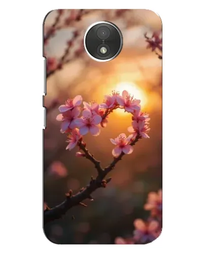 Чехол для Motorola Moto C (XT1750) с картинкой «Розовый цвет сердце на фоне заката»