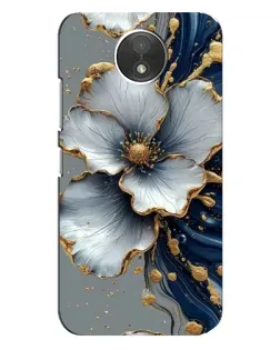 Чехол для Motorola Moto C (XT1750) с картинкой «Белый цветок и золотой флюид»