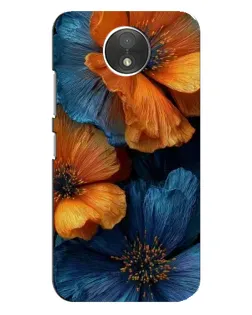 Чехол для Motorola Moto C (XT1750) с картинкой «Яркая сине-оранжевая флора»