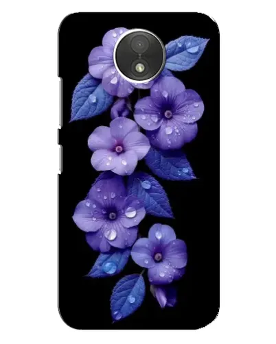 Чехол для Motorola Moto C (XT1750) с картинкой «Фиолетовые цветы с росою»