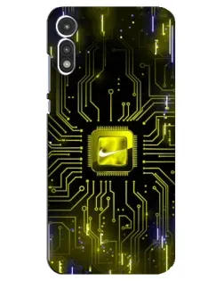 Чехол для Motorola MOTO E 2020 с картинкой «Nike — золотая искра»