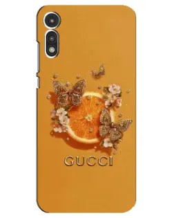 Чехол для Motorola MOTO E 2020 с картинкой «Gucci — золотые бабочки»