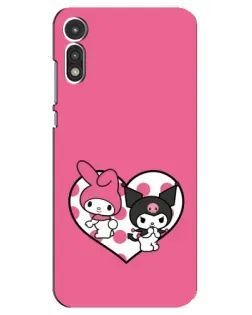 Чехол для Motorola MOTO E 2020 с картинкой «Kuromi и My Melody»