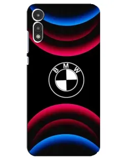 Чехол для Motorola MOTO E 2020 с картинкой «Логотип BMW и неоновые дуги»