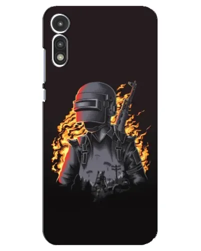 Чехол для Motorola MOTO E 2020 с картинкой «PUBG — огненный силуэт»