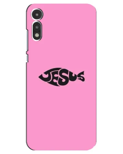 Чехол для Motorola MOTO E 2020 с картинкой «Розовый символ  Jesus»