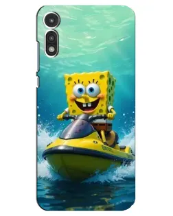 Чохол для Motorola MOTO E 2020 з картинкою «Спанч Боб на гідроциклі»