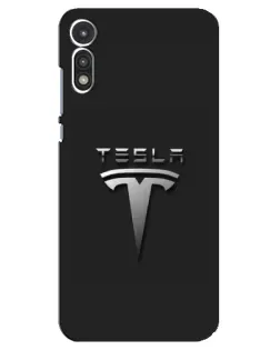 Чехол для Motorola MOTO E 2020 с картинкой «Стальной логотип Tesla»