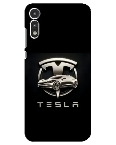 Чехол для Motorola MOTO E 2020 с картинкой «Tesla — серебристое авто»