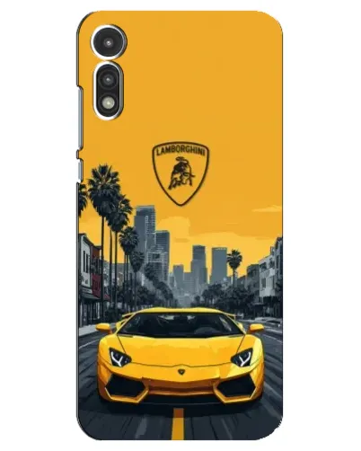 Чехол для Motorola MOTO E 2020 с картинкой «Желтый Lamborghini город» Чехол для Motorola MOTO E 2020 с картинкой «Желтый Lamborghini город»