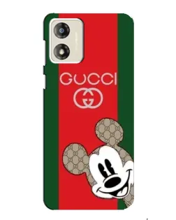 Чехол для Motorola MOTO E13 с картинкой «Gucci — полосы и Микки»