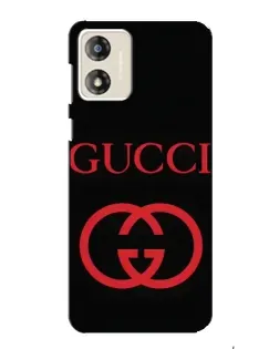 Чехол для Motorola MOTO E13 с картинкой «Gucci — красный логотип»