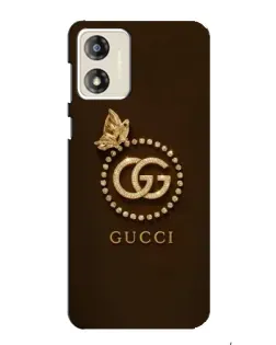 Чехол для Motorola MOTO E13 с картинкой «Gucci — золотая бабочка»