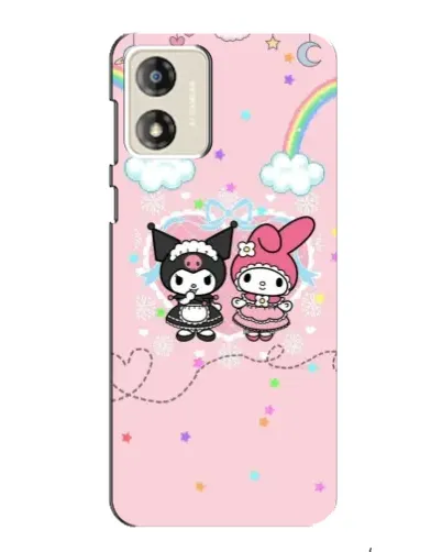 Чехол для Motorola MOTO E13 с картинкой «My Melody и Kuromi»