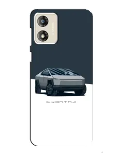Чехол для Motorola MOTO E13 с картинкой «Серебристый Cybertruck Tesla»