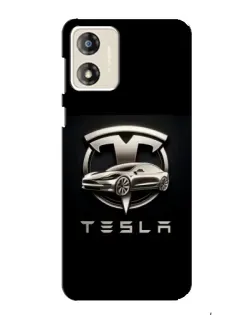 Чехол для Motorola MOTO E13 с картинкой «Tesla — серебристое авто»
