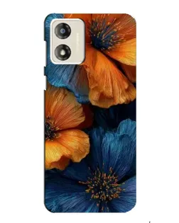 Чохол для Motorola MOTO E13 з картинкою «Яскрава синьо-помаранчева флора»