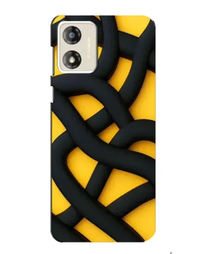 Чехол для Motorola MOTO E13 с картинкой «Черное желтое переплетение»